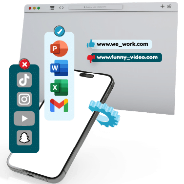 Multi-app kiosk mode: a device showing only the approved apps and websites, with unapproved apps and sites blocked.